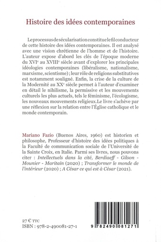 Histoire des idées contemporaines. Une lecture du processus de sécularisation