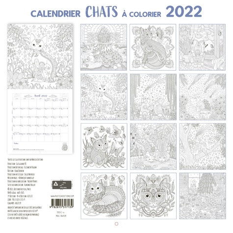 Calendrier Chats à colorier  Edition 2022