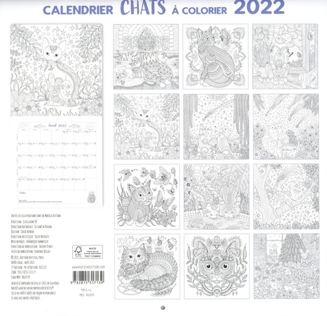 Calendrier Chats à colorier  Edition 2022