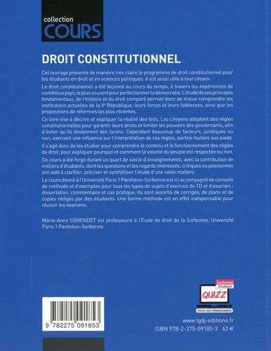 Droit constitutionnel. Conseils de méthodes, sujets d'examens et exercices corrigés 5e édition