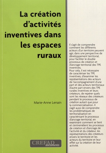 Marie-Anne Lenain - La création d'activités inventives dans les espaces ruraux.