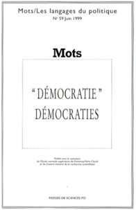Marie-Anne Paveau et  Collectif - Mots N°59 Juin 1999 : Democratie Democraties.