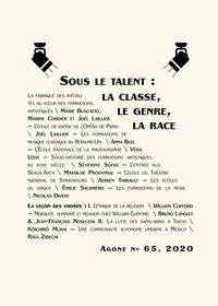 Marie Buscatto et Marine Cordier - Agone N° 65, 2020 : Sous le talent : la classe, le genre, la race.