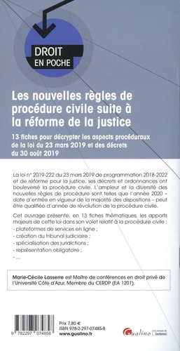 Les nouvelles règles de procédure civile suite à la réforme de la justice. 13 fiches pour décrypter les aspects procéduraux de la loi du 23 mars 2019 et des décrets du 30 août 2019