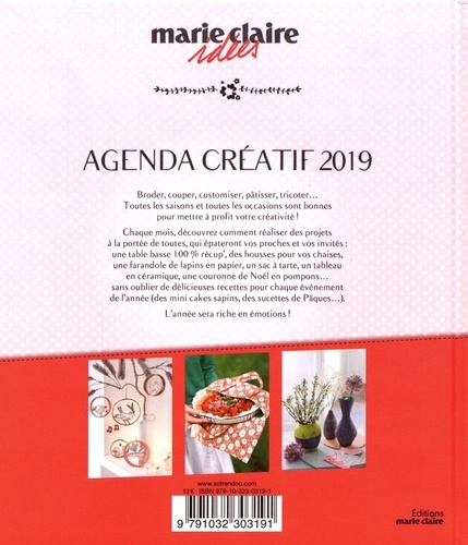 Agenda créatif Marie Claire Idées. 53 réalisations déco, cuisine, récup', couture, tricot...  Edition 2018