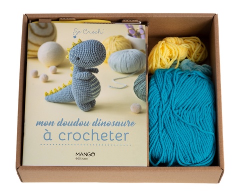 Mon doudou dinosaure à crocheter. Tout pour crocheter un adorable dinosaure ! Coffret avec du fil, du rembourrage et 1 crochet