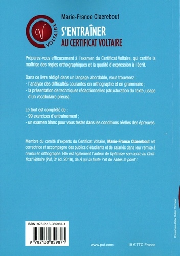 S'entraîner au Certificat Voltaire. Orthographe et expression 2e édition