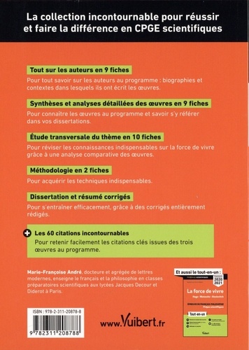 La force de vivre en 30 fiches, Hugo - Nietzsche - Alexievitch. Epreuve de français-philosophie prépas scientifiques  Edition 2020-2021