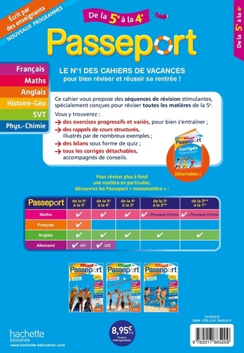 Passeport Toutes les matières de la 5e à la 4e  Edition 2019