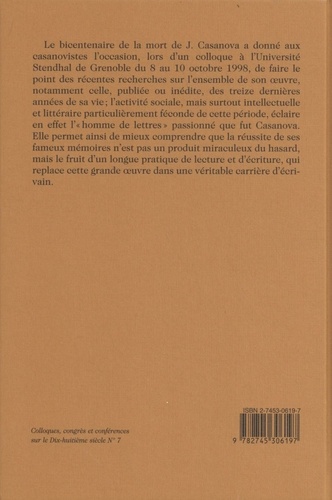 Casanova fin de siècle. Actes du colloque international (Grenoble, 8, 9, 10 octobre 1998)