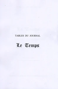 Tables du journal Le Temps