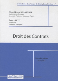 Marie-Hélène De Laender et Franck Petit - Droit des contrats - Cours et exercices corrigés 2010-2011.