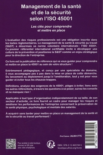 Management de la santé et de la sécurité selon l'ISO 45001. Les clefs pour comprendre et mettre en place