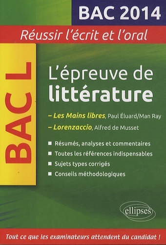 L'épreuve de littérature bac L. Les Mains libres , Paul Eluard/ Man Ray ; Lorenzaccio, Alfred de Musset