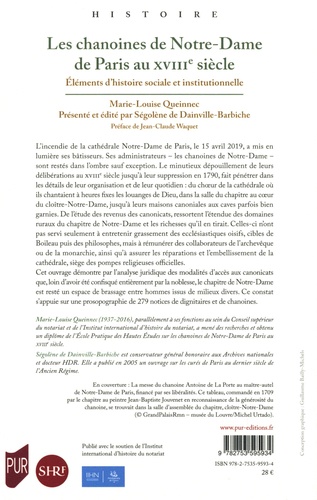 Les chanoines de Notre-Dame de Paris au XVIIIe siècle. Eléments d'histoire sociale et institutionnelle