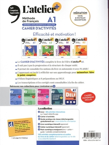 L'atelier+ niveau A1 Méthode de Français. Cahier d'activités, avec cahier numérique inclus  Edition 2022