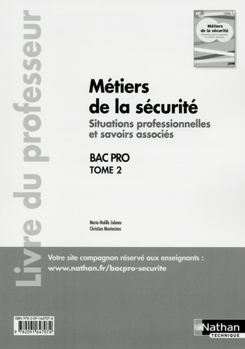 Bac Pro Metiers De La Securite Livre Du De Marie Noelle Jubeau Livre Decitre