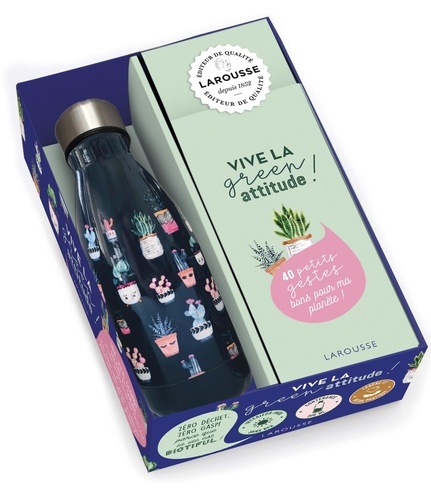 Coffret Vive la green attitude !. Avec 1 gourde en métal, intérieur inox