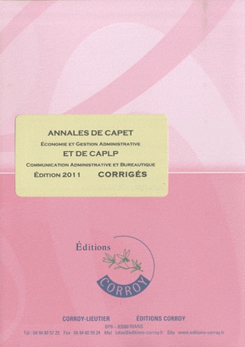 Marie-Odile Breluzeau et André Joncour - Annales de CAPET et de CAPLP - Corrigés.