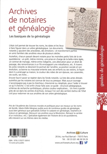 Archives de notaires et généalogie. Les basiques de la généalogie 2e édition actualisée