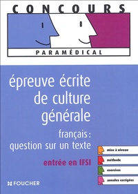 Marie Péan et Valérie Béal - Epreuve écrite de culture générale - Français : question sur un texte Entrée en FSI.