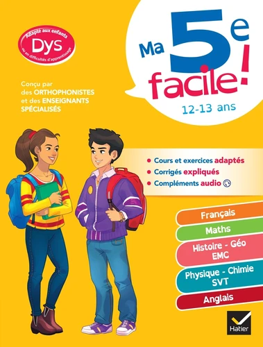 Couverture de Ma 5e facile ! : Français ; Maths ; Histoire - Géo EMC ; Physique - Chimie - SVT ; Anglais