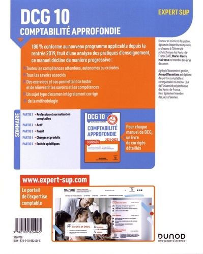 Comptabilité approfondie DCG 10. Manuel  Edition 2021-2022 - Occasion