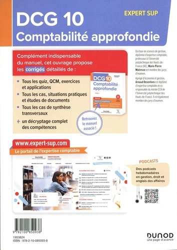 DCG 10. Comptabilité approfondie. Corrigés  Edition 2023-2024