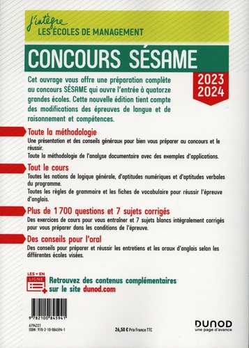 Concours Sésame. Tout-en-un  Edition 2023-2024