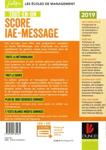Score IAE-Message. Tout-en-un  Edition 2019