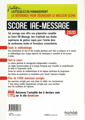 Score IAE-Message. Tout-en-un  Edition 2020