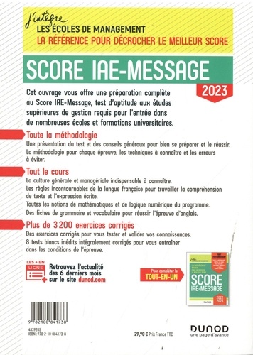 Score IAE-Message. Tout-en-un  Edition 2023