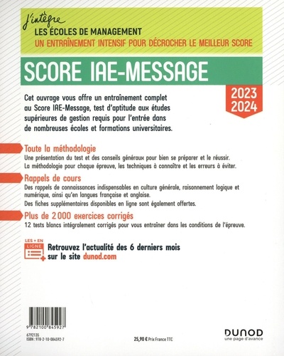 Score IAE-Message. Tout l'entraînement  Edition 2023-2024