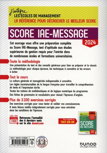 Score IAE-Message. Tout-en-un  Edition 2024