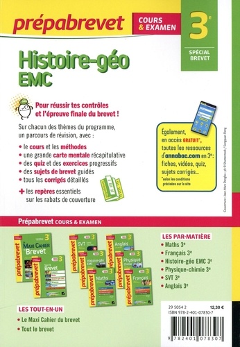 Histoire-Géographie Enseignement moral et civique 3e Spécial Brevet. Tout le programme  Edition 2022