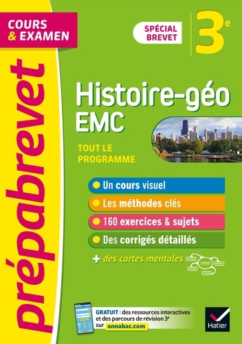 Prépabrevet Histoire-Géographie EMC 3e - Brevet 2024. cours, méthodes et entraînement