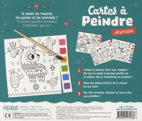 Cartes à peindre animaux. Avec un pinceau et la peinture inclus