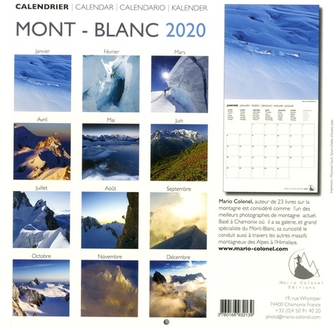 Calendrier Mont Blanc  Edition 2020