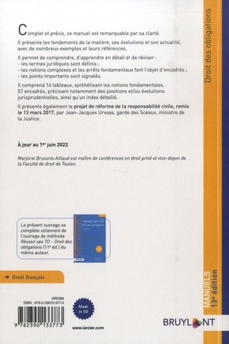 Droit des obligations  Edition 2023