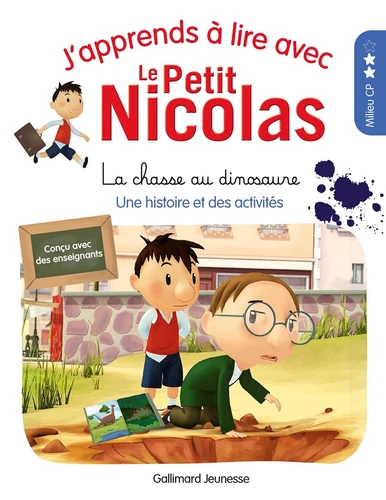 Couverture de J'apprends à lire avec Le Petit Nicolas La Chasse au dinosaure : Niveau 2, milieu CP