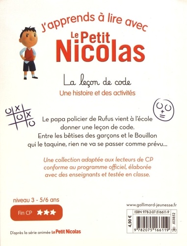 J'apprends à lire avec Le Petit Nicolas  La leçon de code. Fin CP