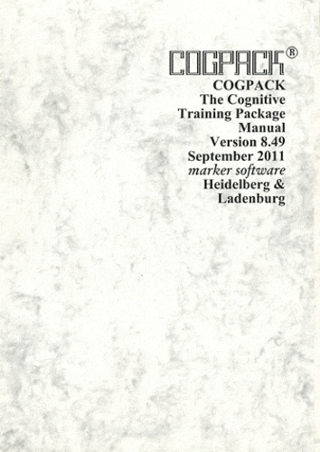  Marker Software - COGPACK - The cognitive training package manual version 8.49. 1 Cédérom