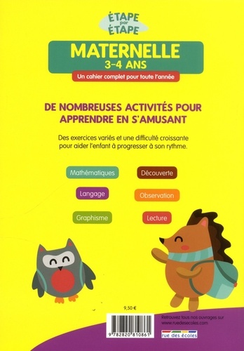 Maternelle 3-4 ans. Un cahier complet pour toute l'année