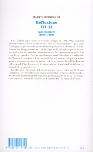 Réflexions, VII-XI. Cahiers noirs 1938-1939