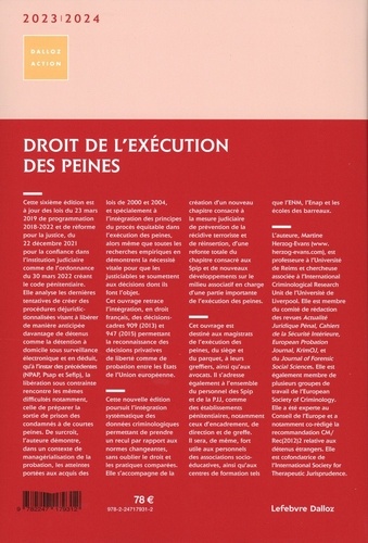 Droit de l'exécution des peines  Edition 2023-2024