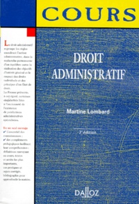 Martine Lombard - Droit Administratif. 3eme Edition.