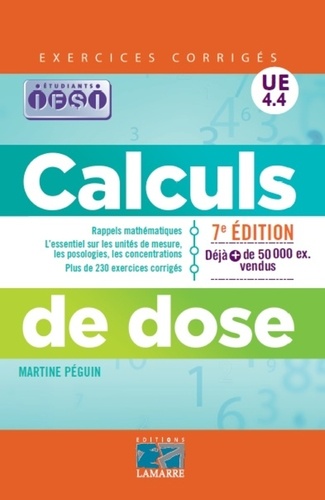 Martine Péguin - Calculs de dose UE 4.4 - Exercices corrigés.