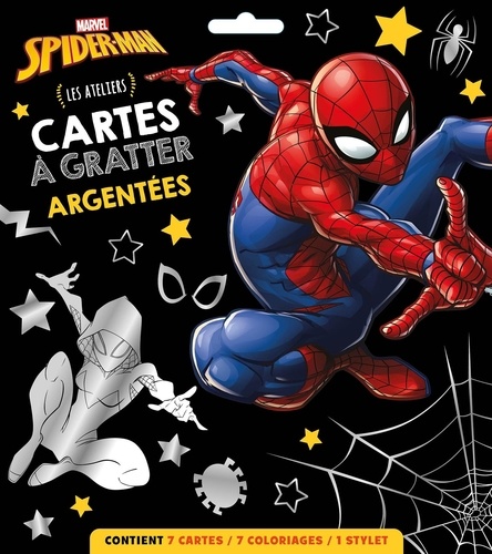 Cartes à gratter argentées Spider-man. Les ateliers. Contient 7 cartes, 7 coloriages, 1 stylet