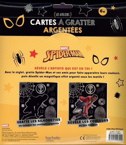 Cartes à gratter argentées Spider-man. Les ateliers. Contient 7 cartes, 7 coloriages, 1 stylet