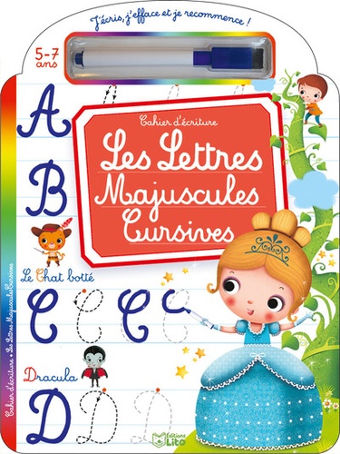 Marzia Giordano - Les lettres majuscules cursives 5-7 ans - Cahier d'écriture - Avec un feutre effaçable.